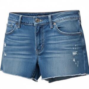 Lucky Brand Malibu Short Medium Blue Wash Frayed Hem Women’s Denim Short 2/26